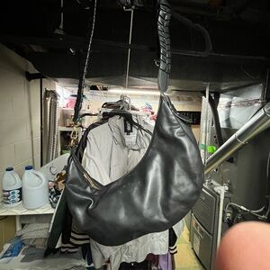 Elegant Black Leather Women's Shoulder Bag EUC